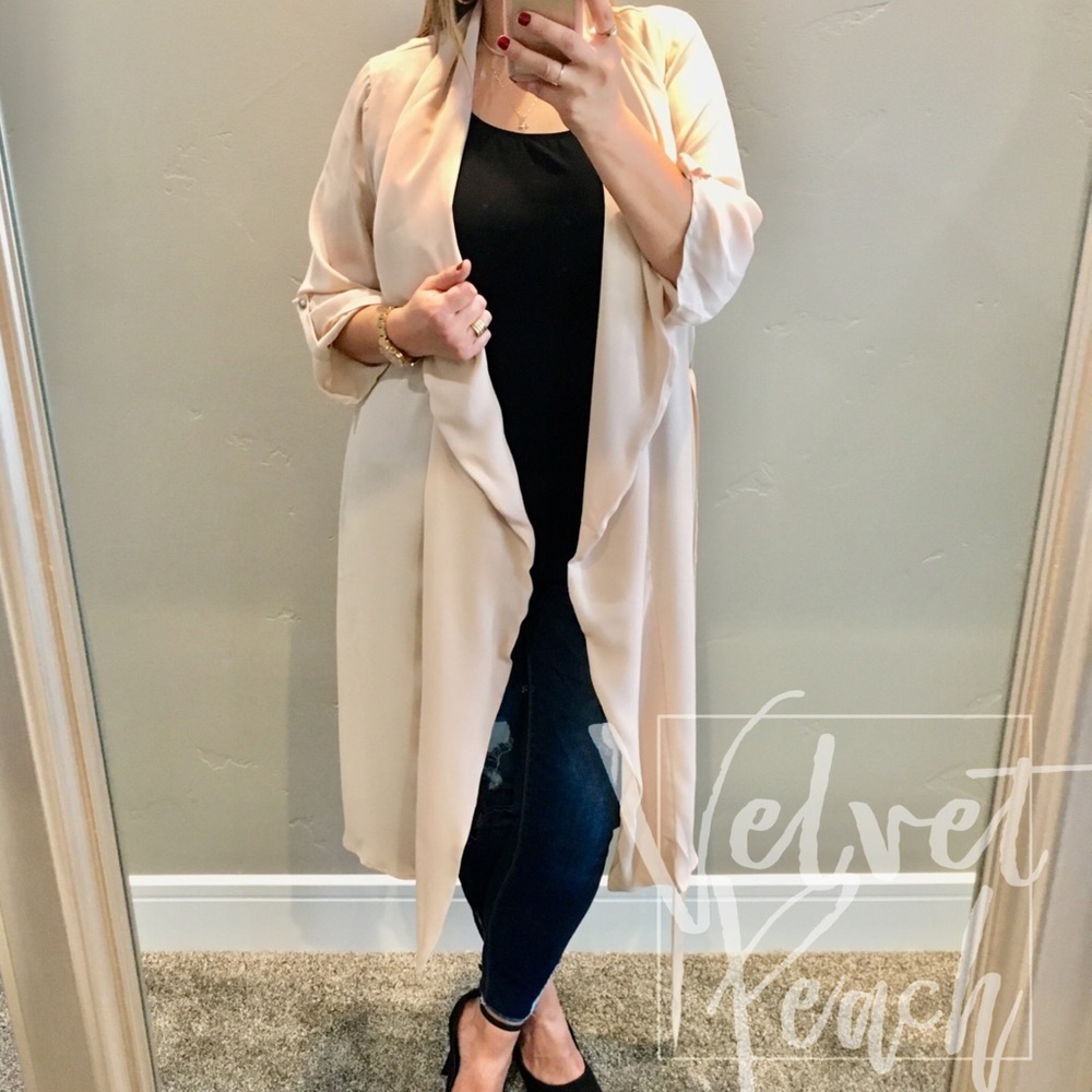 Lightweight Nude Duster Jacket.